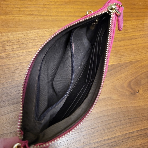 Hot Pink Pebbled Leather Wristlet - Picture 6 of 13